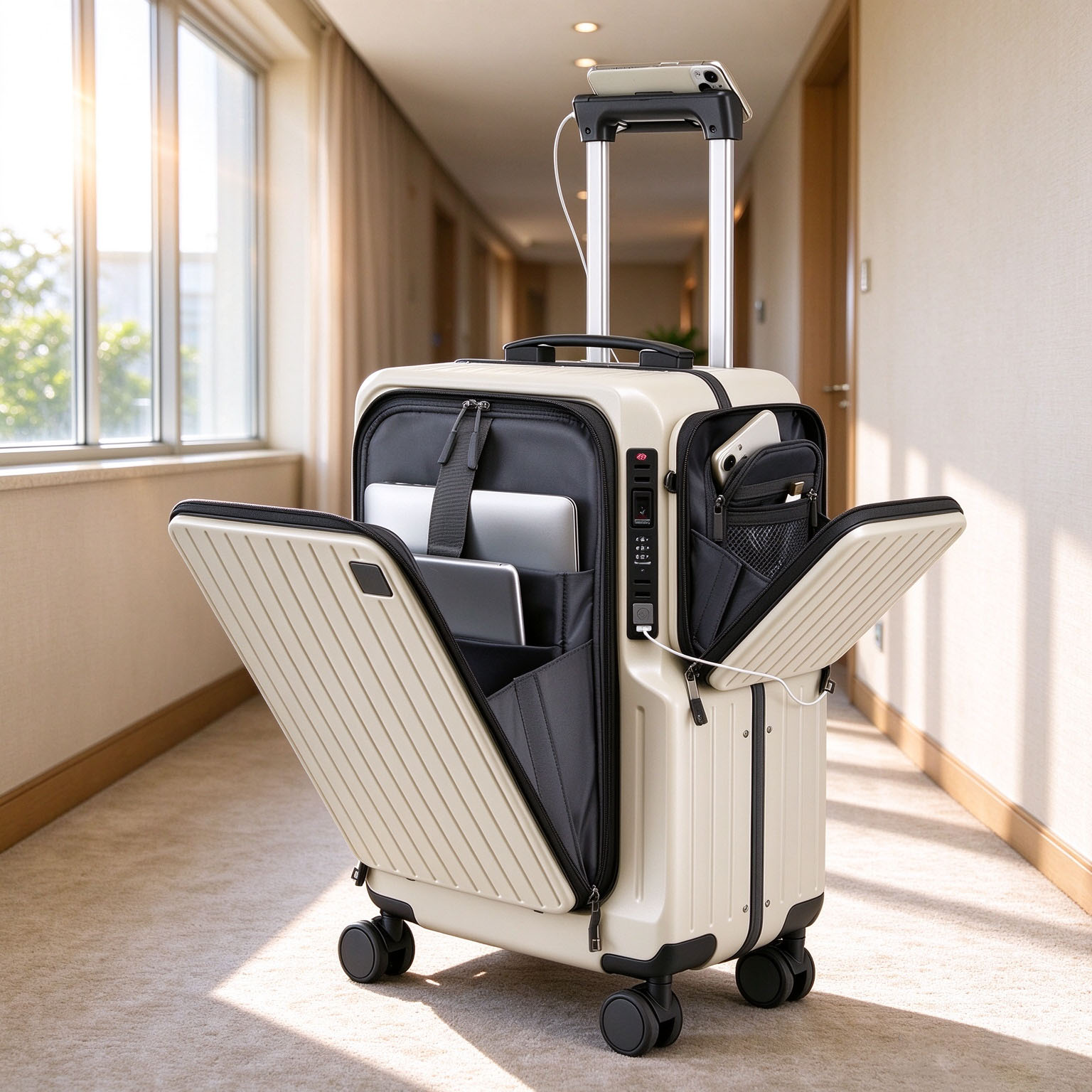 Spinner Wheel Rolling Suitcase 20 Inch - Valise à ouverture frontale, valise à