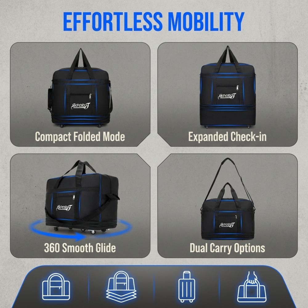 Foldable Rolling Luggage Bag - Sac de voyage à roulettes en
