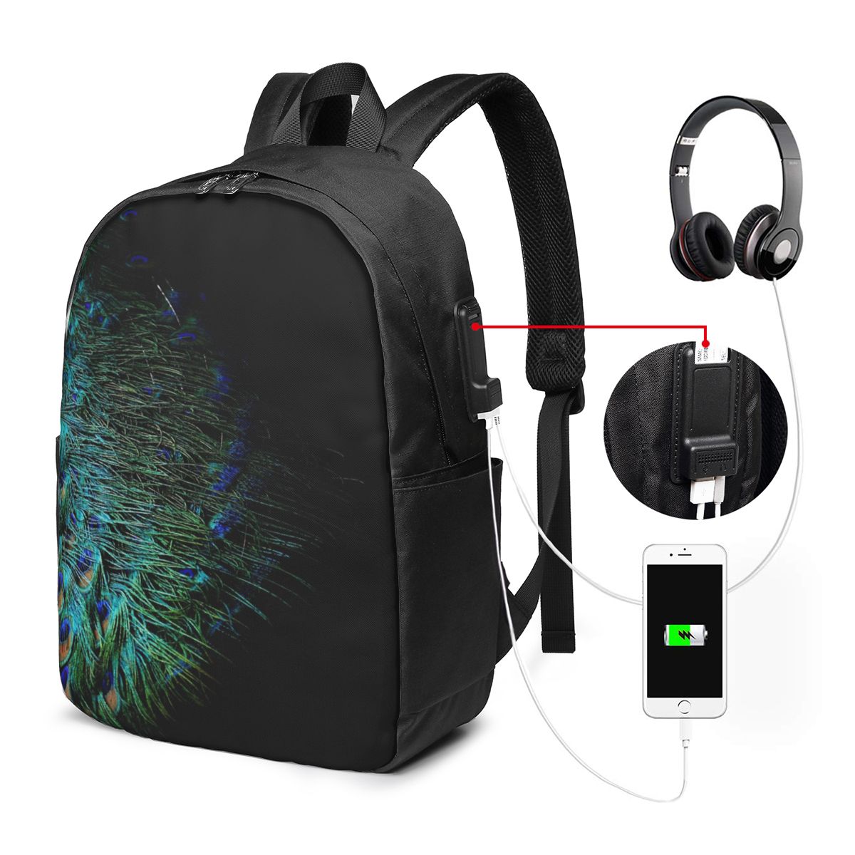 Sac à dos avec plumes de paon  - Backpacks avis et prix