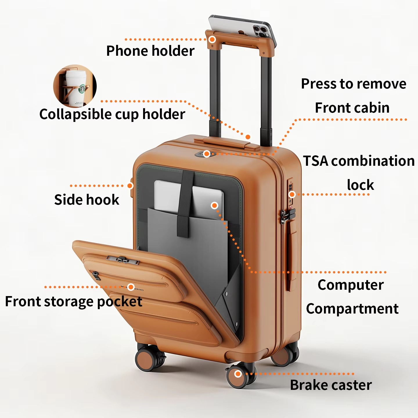Valise à roulettes avec poche  - Spinner Wheel Rolling Suitcase 20 Inch avis et prix